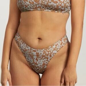 Everlane Honey Floral High Cut Square Neck Bikini Swimsuit Set Size Large